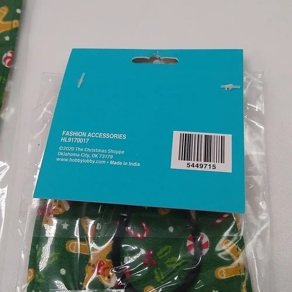 Christmas Gingerbread Man SZ KIDS Candy Cane Cloth Mask (4 available)